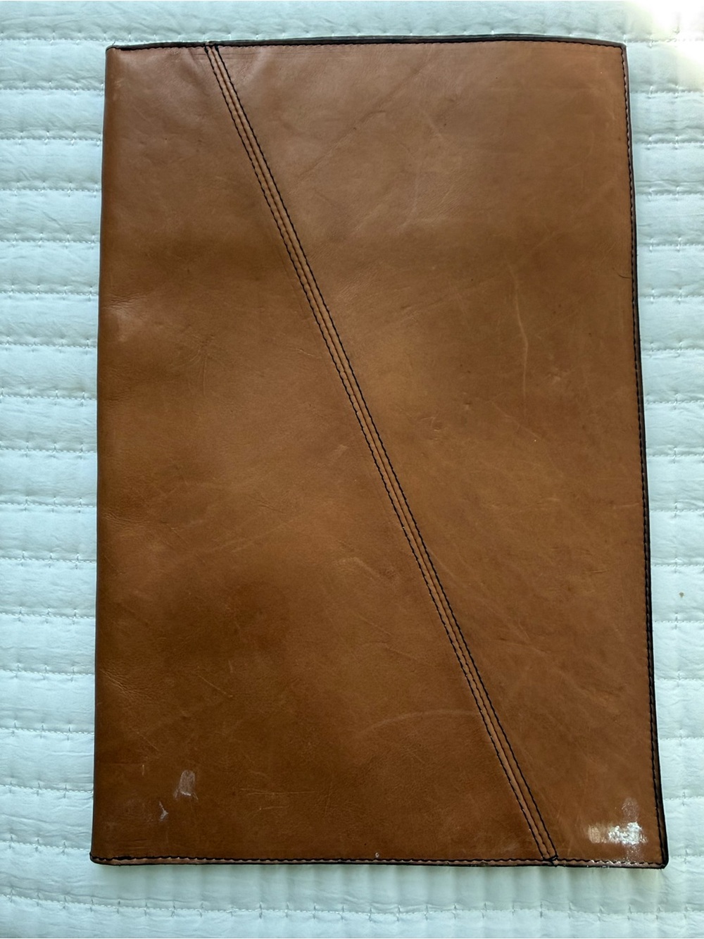 Vintage Artisan-made full-grain leather portfolio by designer F. Clegg.
